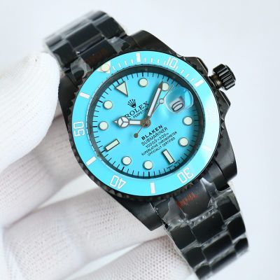 ROLEX Submariner 2813/8215 Automatic Movement 40mm Black Strap Blue Watch